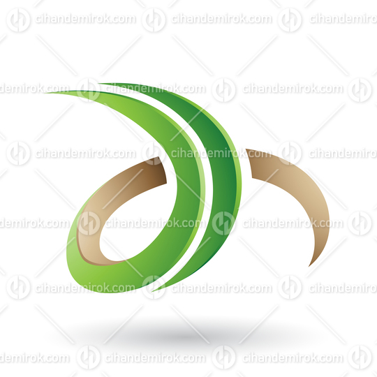 Green and Beige 3d Curly Letter D and H Vector Illustration