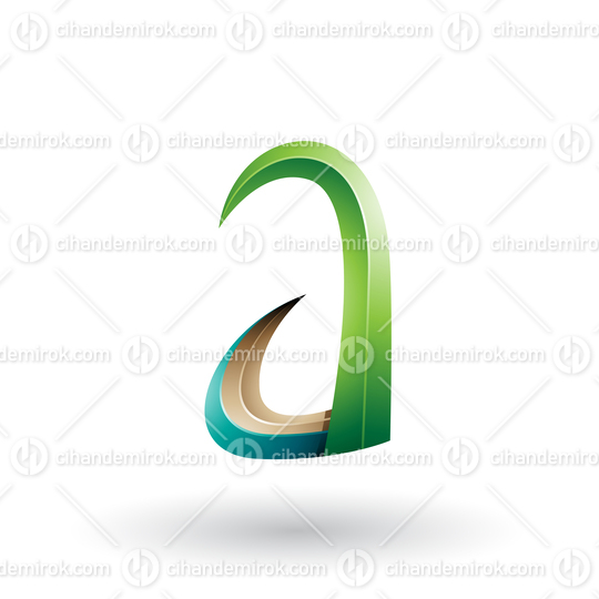 Green and Beige 3d Horn Like Letter A Vector Illustration