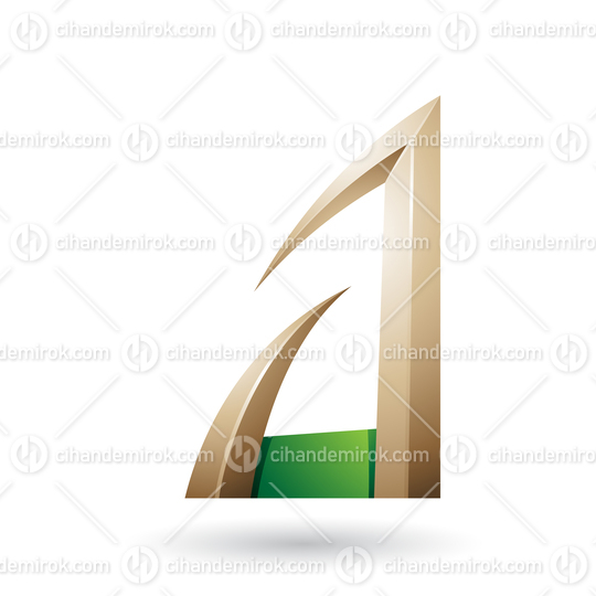 Green and Beige Arrow Shaped Letter A Vector Illustration