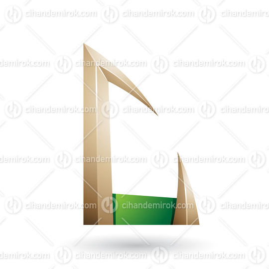 Green and Beige Arrow Shaped Letter C Vector Illustration