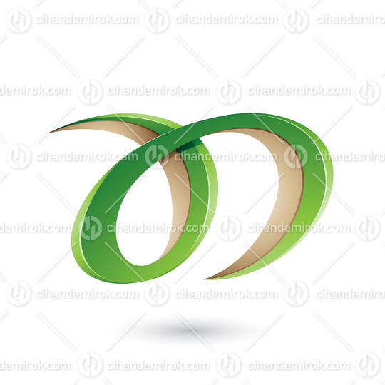 Green and Beige Curvy Letter A and D Vector Illustration