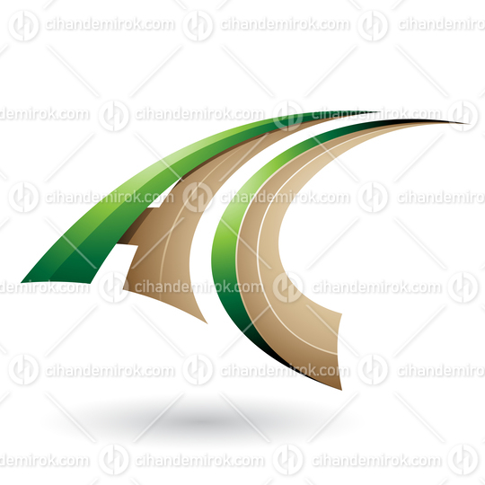 Green and Beige Dynamic Flying Letter A and C Vector Illustration