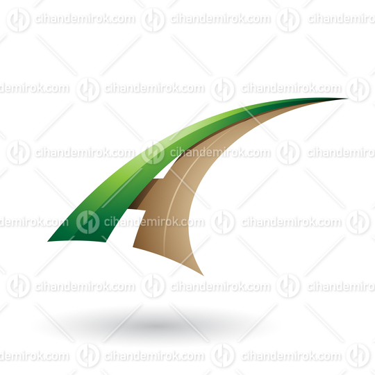 Green and Beige Dynamic Flying Letter A Vector Illustration