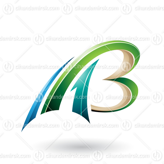 Green and Beige Flying Dynamic 3d Letters A and B