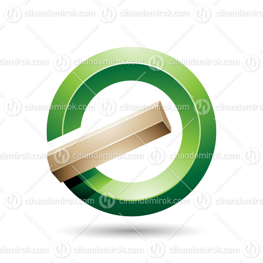 Green and Beige Round Glossy Reversed Letter G or A Icon