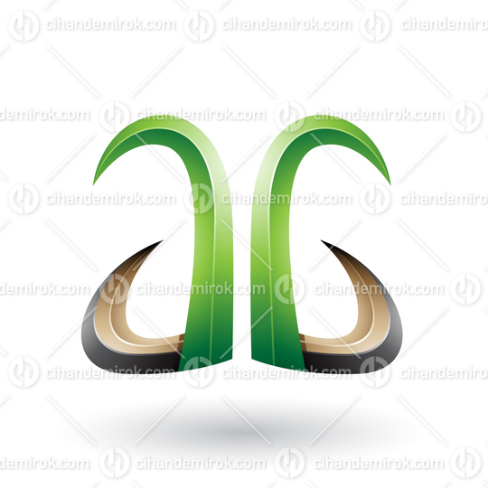 Green and Black 3d Horn Like Letter A and G Vector Illustration
