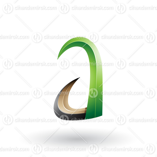 Green and Black 3d Horn Like Letter A Vector Illustration
