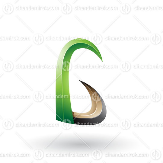 Green and Black 3d Horn Like Letter G Vector Illustration