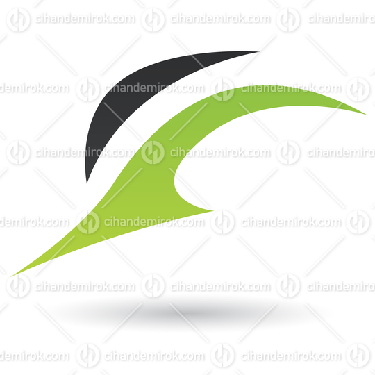 Green and Black Abstract Bird Icon