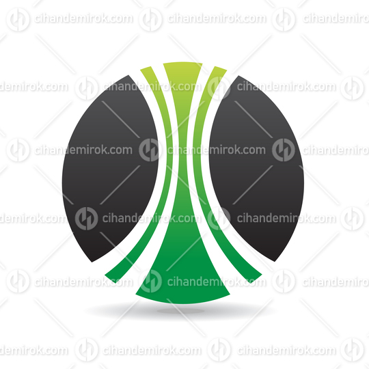 Green and Black Abstract Curvy Striped Round Logo Icon