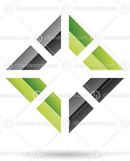 Green and Black Abstract Embossed Square Frame Logo Icon