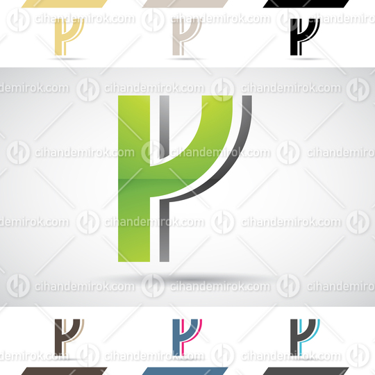Green and Black Abstract Glossy Logo Icon of Bold Curvy Letter Y