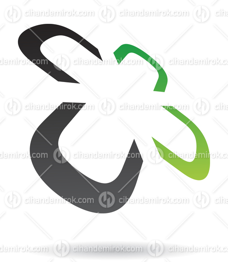 Green and Black Abstract Multiplication Symbol Logo Icon