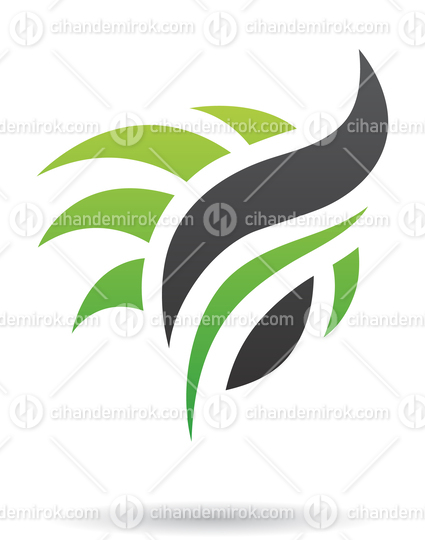 Green and Black Abstract Nature Elements Logo Icon