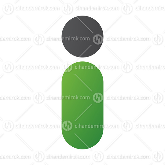Green and Black Abstract Round Person Shaped Letter I Icon