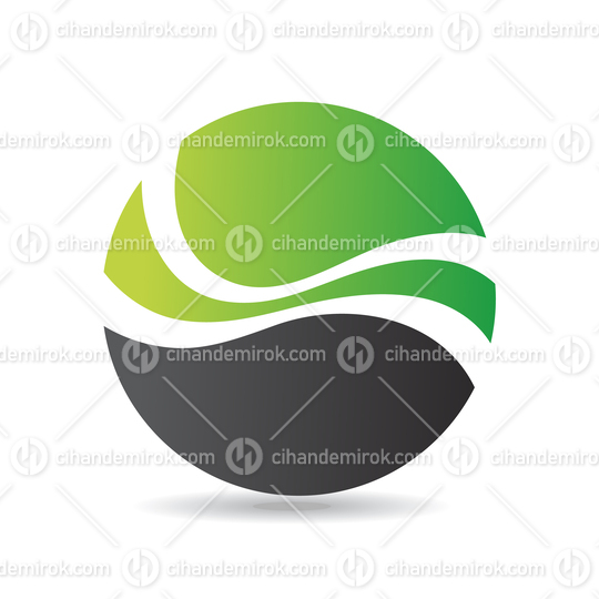 Green and Black Abstract Round Wavy Logo Icon