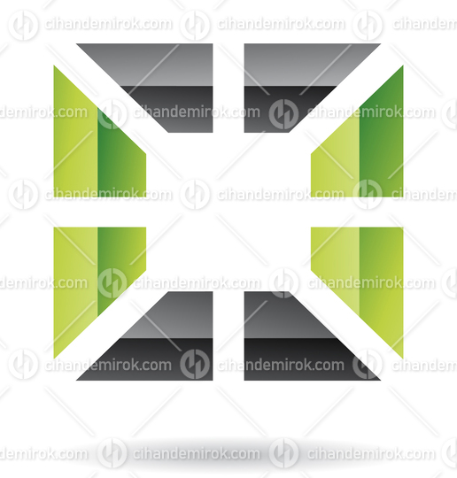 Green and Black Abstract Split Square Frame Logo Icon