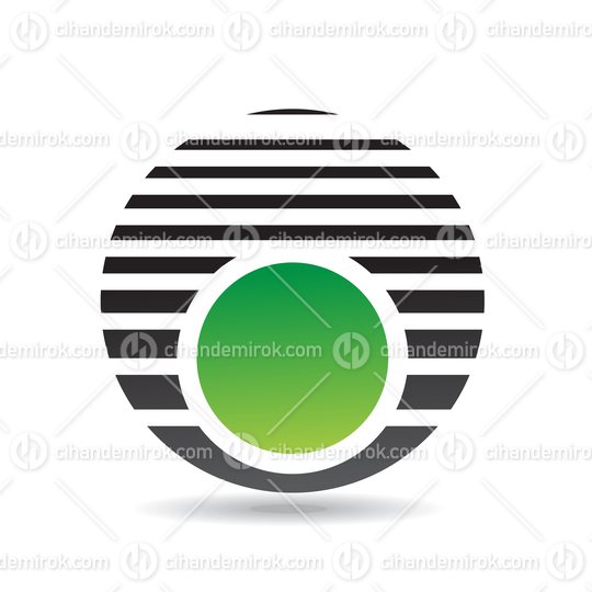 Green and Black Abstract Striped Round Logo Icon