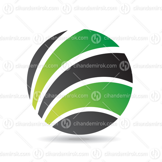 Green and Black Abstract Thick Striped Round Logo Icon