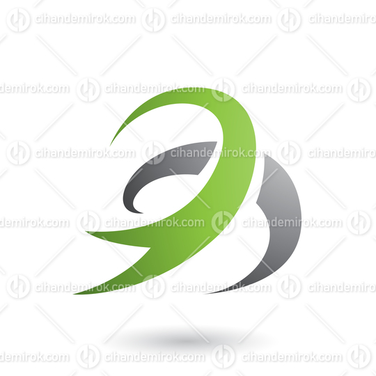 Green and Black Abstract Wind and Twister Shape Vector Illustration