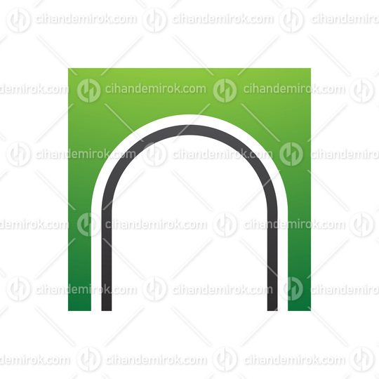 Green and Black Arch Shaped Letter N Icon
