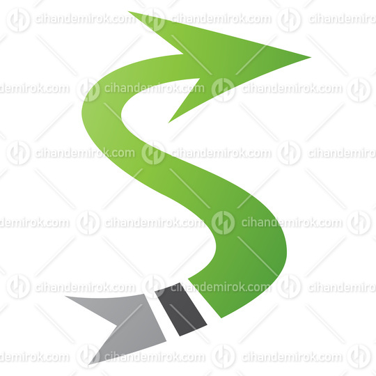 Green and Black Arrow Shaped Letter S Icon