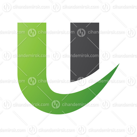 Green and Black Bold Curvy Shaped Letter U Icon