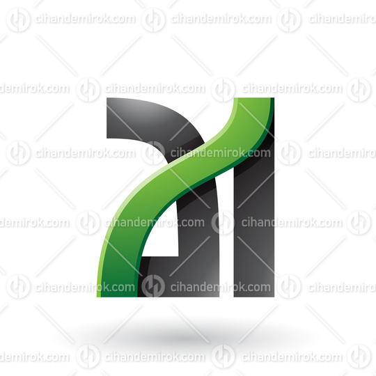 Green and Black Bold Dual Letters A and I Vector Illustration