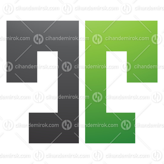 Green and Black Bold Split Shaped Letter T Icon