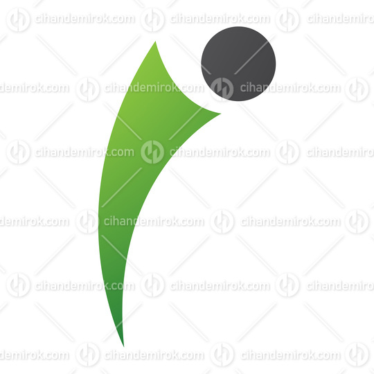 Green and Black Bowing Person Shaped Letter I Icon