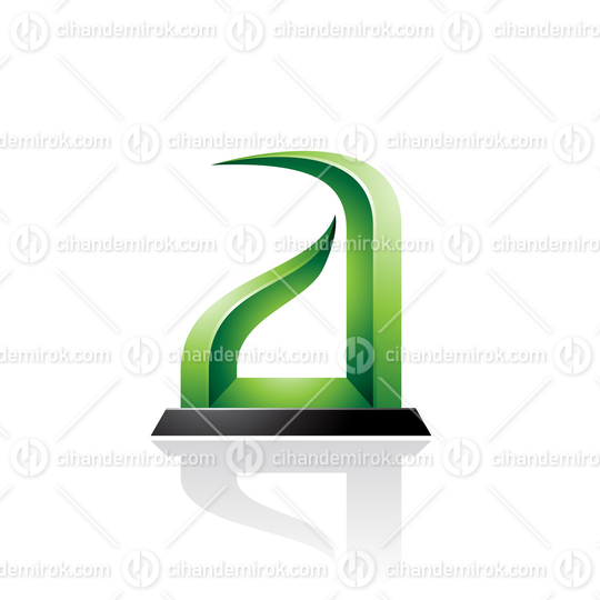 Green and Black Bow-like Embossed Letter A Vector Illustration