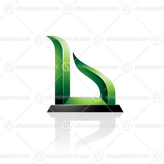 Green and Black Bow-like Embossed Letter B Vector Illustration