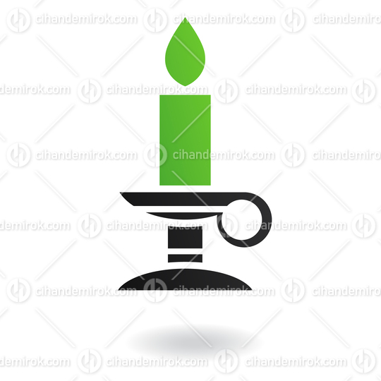 Green and Black Candle in a Candlestick Icon