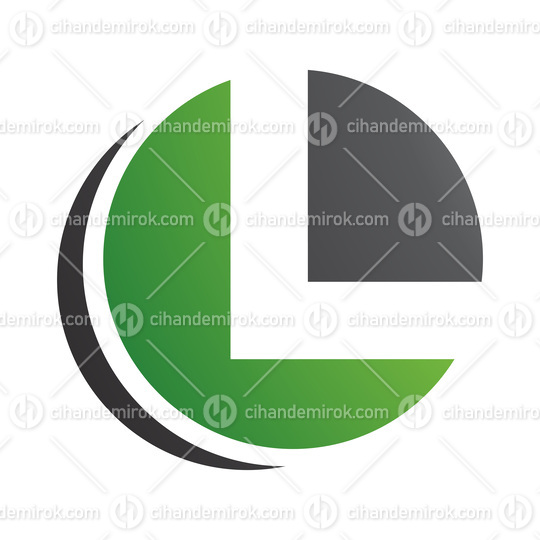 Green and Black Circle Shaped Letter L Icon