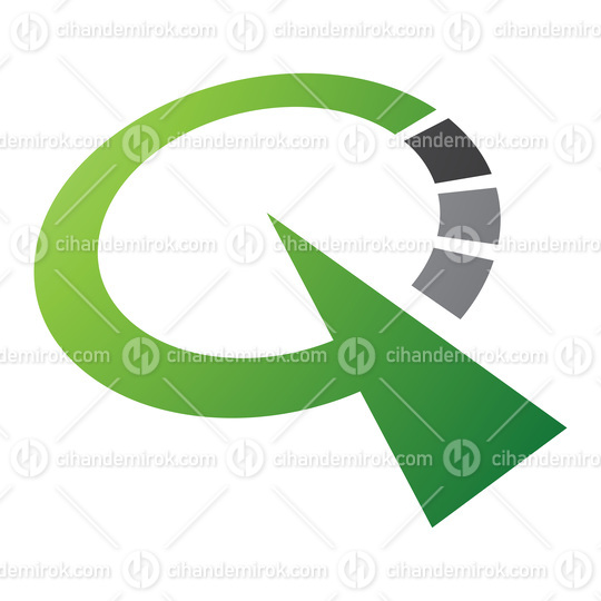Green and Black Clock Shaped Letter Q Icon