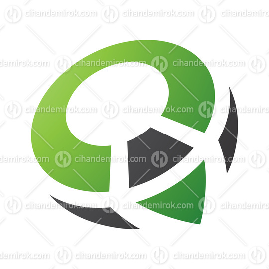 Green and Black Compass Shaped Letter Q Icon