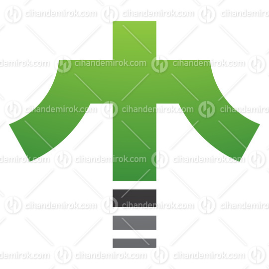 Green and Black Cross Shaped Letter T Icon