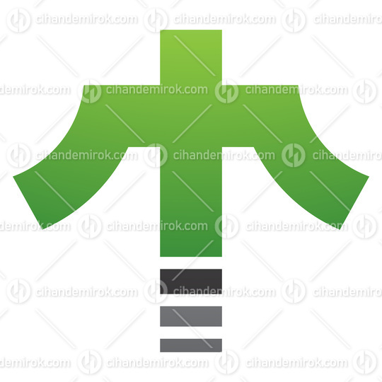 Green and Black Cross Shaped Letter T Icon