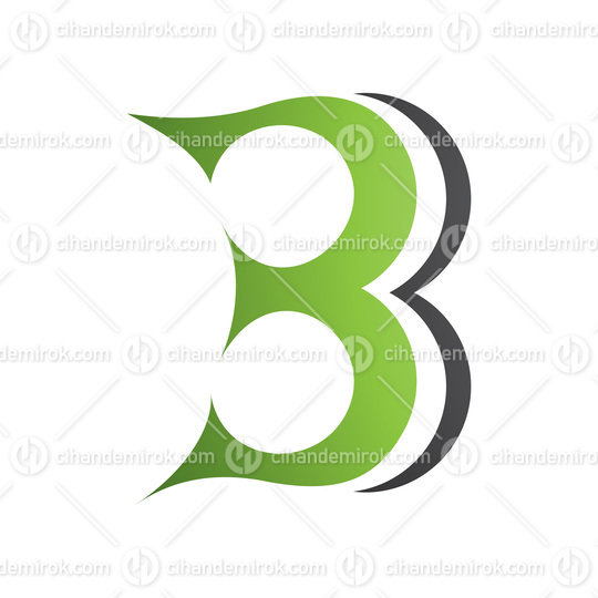 Green and Black Curvy Letter B Icon Resembling Number 3