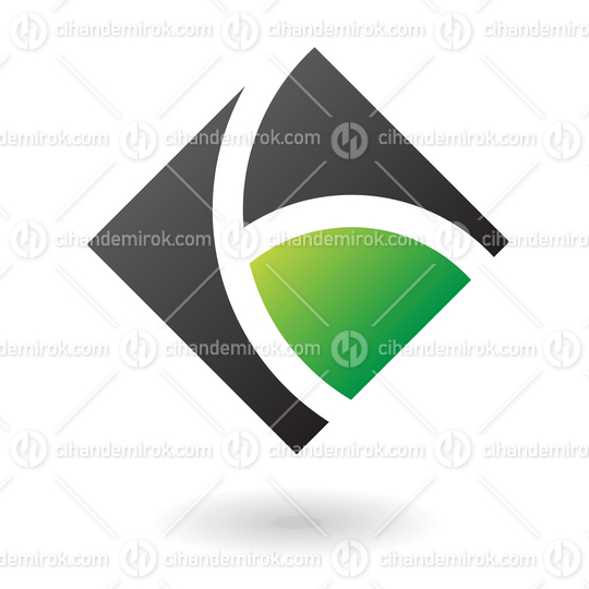 Green and Black Diamond Square Logo Icon