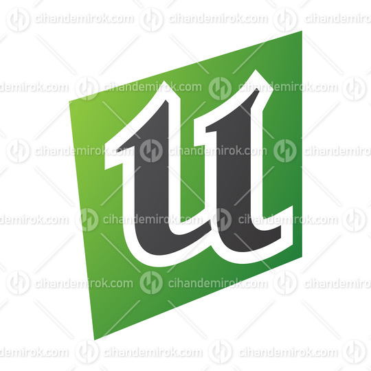 Green and Black Distorted Square Shaped Letter U Icon