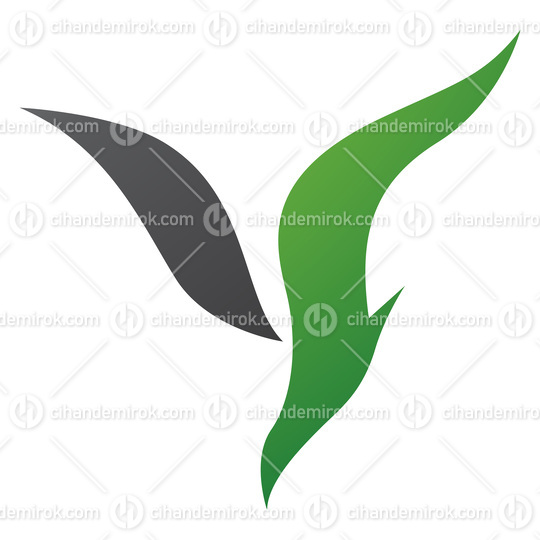 Green and Black Diving Bird Shaped Letter Y Icon