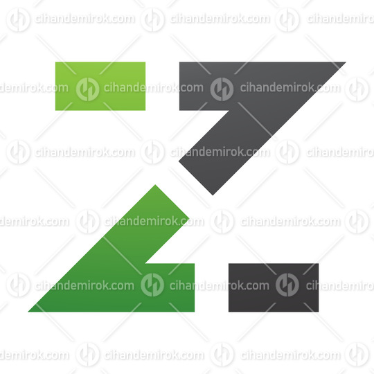 Green and Black Dotted Line Shaped Letter Z Icon