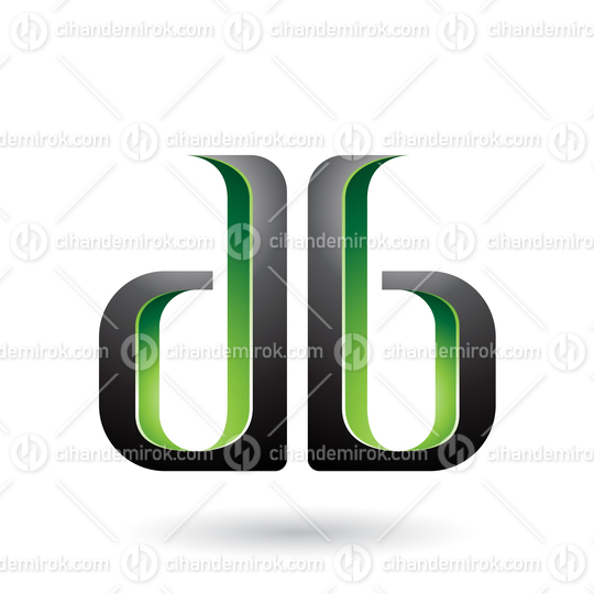 Green and Black Double Sided D and B Letters Vector Illustration
