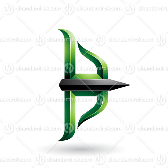 Green and Black Embossed Bow and Arrow Vector Illustration