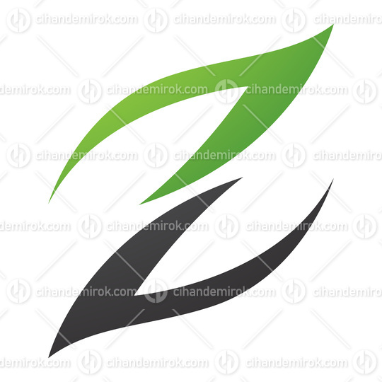 Green and Black Fire Shaped Letter Z Icon