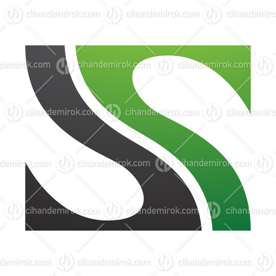 Green and Black Fish Fin Shaped Letter S Icon