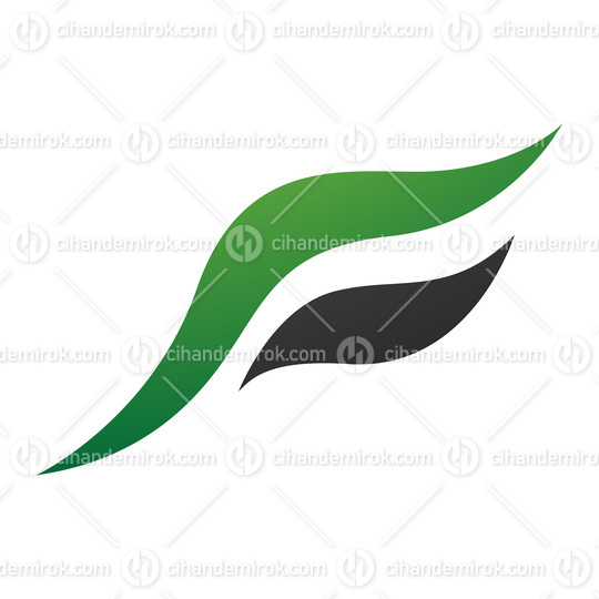 Green and Black Flying Bird Shaped Letter F Icon
