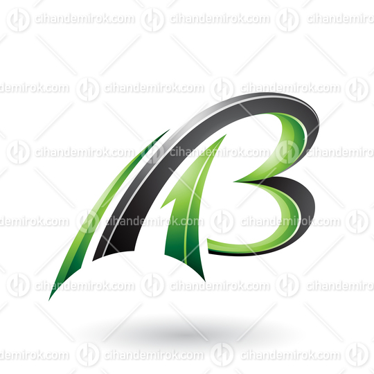 Green and Black Flying Dynamic 3d Letters A and B