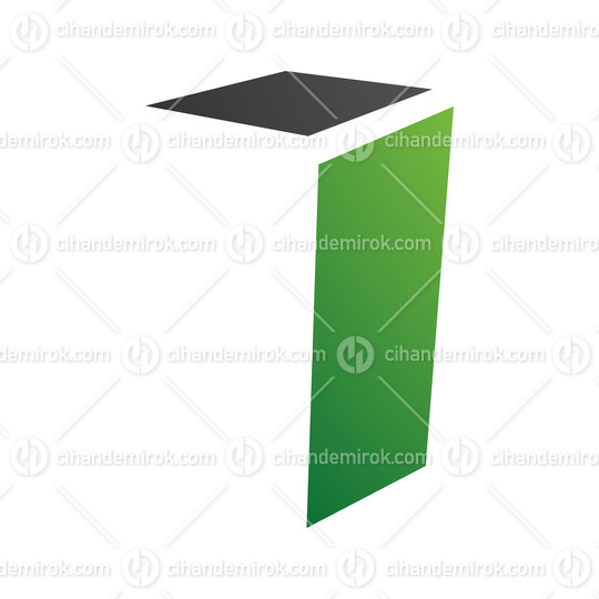 Green and Black Folded Letter I Icon